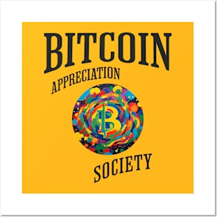 Bitcoin Appreciation Society (Color splash paint coin) Posters and Art